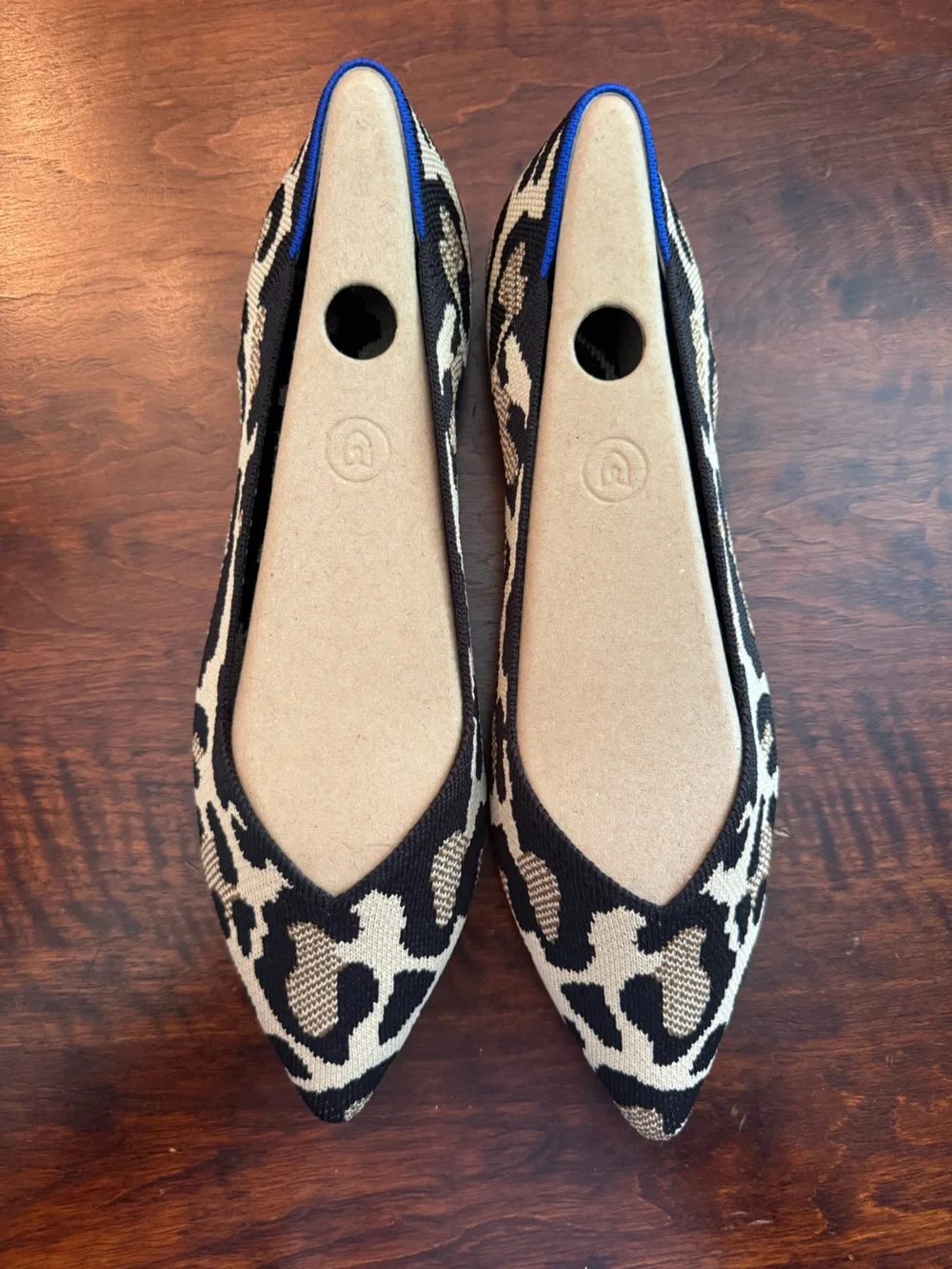 Rothy’s Pointed Leopard Print Knit Flats